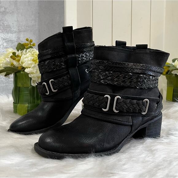 NEW Bull Boxer x Nordstrom Braided Boho Hippie Moto Wrapped Chunky Ankle Boots 6 - Picture 1 of 15